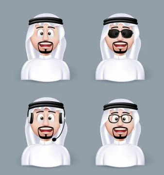 Set of 3D Dimension Saudi Arab Man in Different Professional and Business Man Stock Illustration