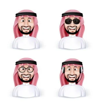 Set of 3D Dimension Saudi Arab Man in Different Professional and Business Man Illustrazione stock