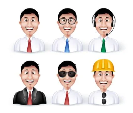 Set of 3D Dimension Smart Different Professional and Business Man Characters Stock Illustration