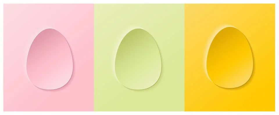A set of 3D egg-shaped frames on a pastel background. Collection of geometric Stock Illustration