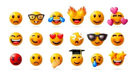 Set of 3d emoji faces with different emotions Stock-Illustration