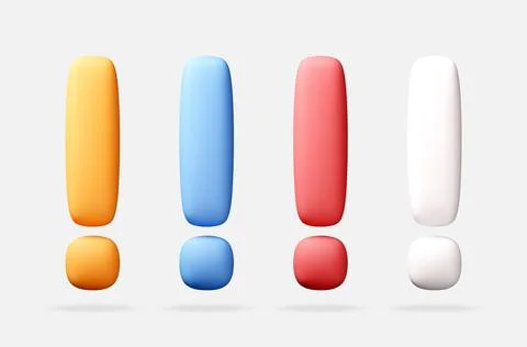 Set of 3d exclamation mark icons in different colors イラスト素材