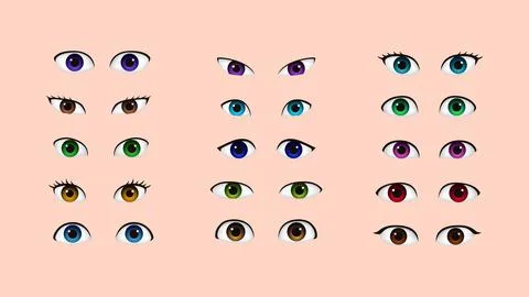 Set of 3D Eyes. Different Shape, Colors, Types of eyes Stock Illustration