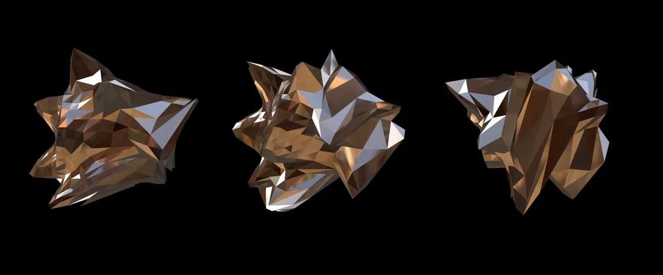 Set 3D figure. 3D render of abstract shapes, Abstract Bronze figures. golden Stock Illustration