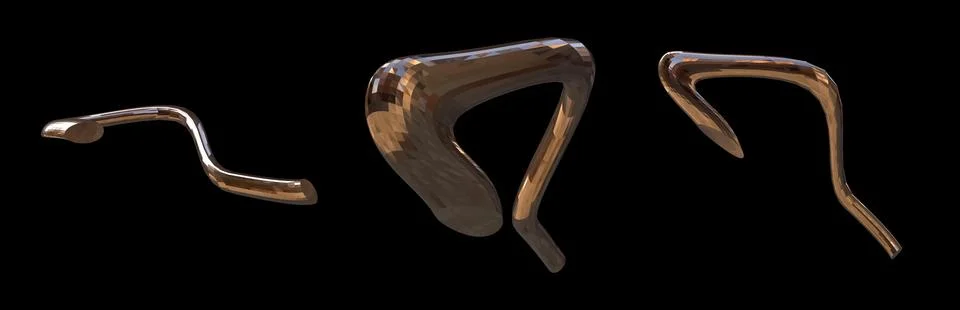 Set 3D figure. 3D render of abstract shapes, Abstract Bronze figures. golden Stock Illustration