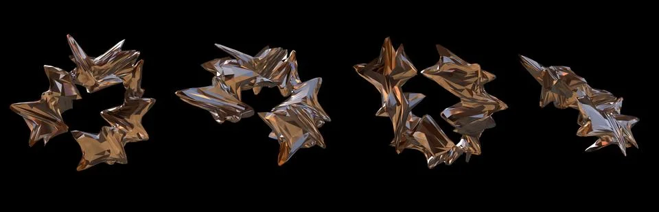 Set 3D figure. 3D render of abstract shapes, Abstract Bronze figures. golden Stock Illustration