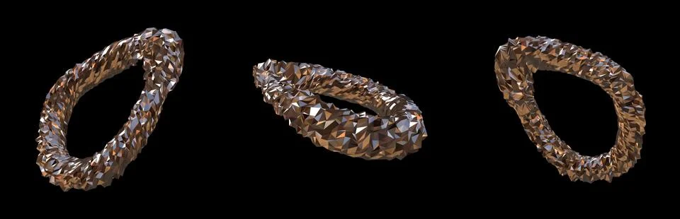 Set 3D figure. 3D render of abstract shapes, Abstract Bronze figures. golden Stock Illustration