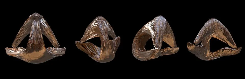 Set 3D figure. 3D render of abstract shapes, Abstract Bronze figures. golden Stock Illustration