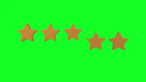 Set of 3d five yellow stars. Five-star rating on green screen. Gold stars score. Stock Footage 275933063