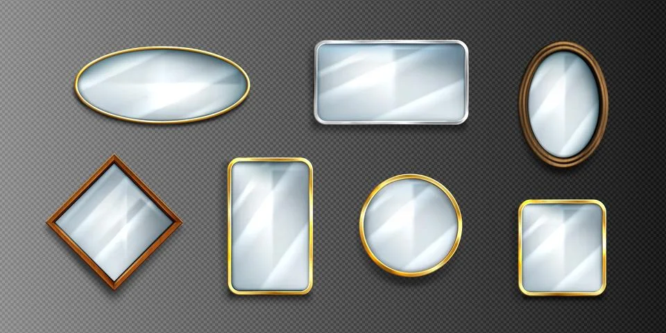 Set of 3D framed mirrors Stock Illustration