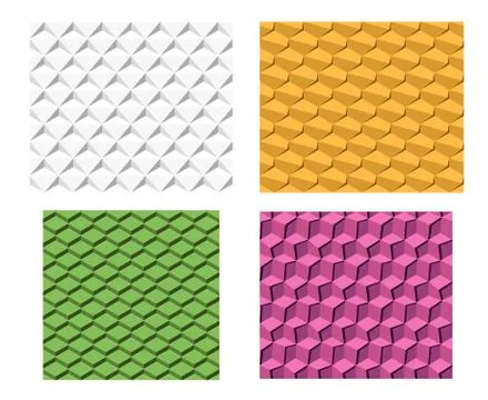Set of 3D geometric seamless pattern Stock Illustration