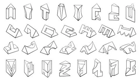 Set of 3D geometric shapes prism designs Stock Illustration