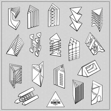 Set of 3D geometric shapes prism designs Stock Illustration