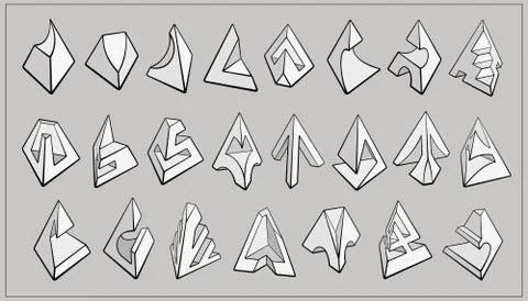 Set of 3D geometric shapes pyramid designs Stock Illustration