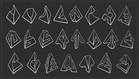 Set of 3D geometric shapes pyramid designs Illustrazione stock