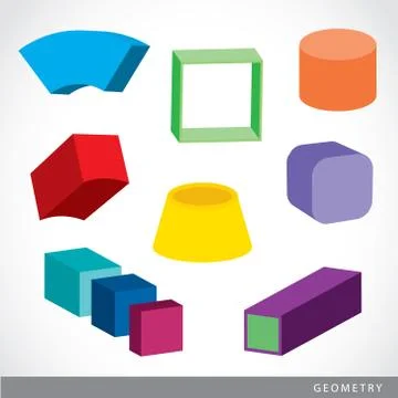 Set of 3D Geometric shapes, solids element vector illustration.	 Stock Illustration