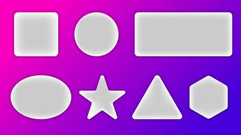 Set of 3D geometric white bubble label isolated on vibrant background Illustrazione stock