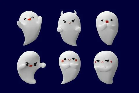 A set of 3D ghost Stock Illustration