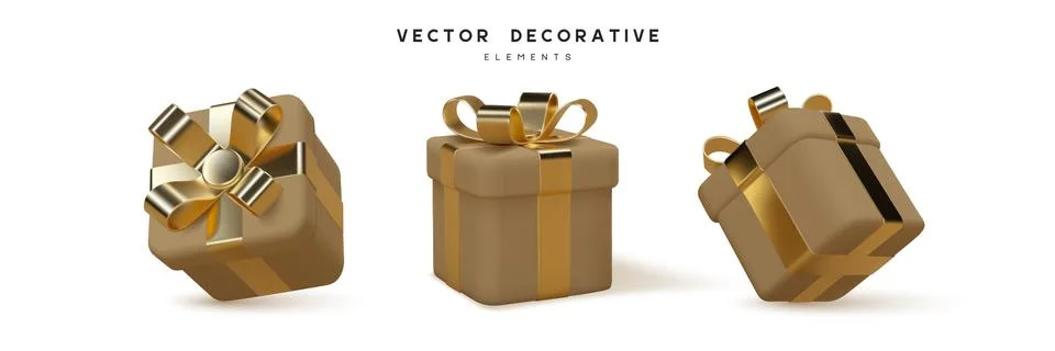 Set of 3d gift boxes. Stock Illustration