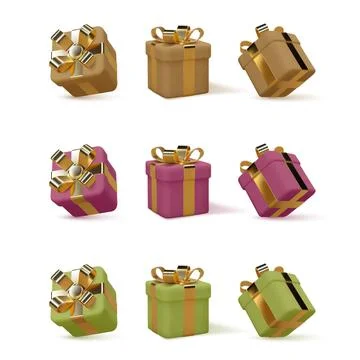 Set of 3d gift boxes. Illustrazione stock