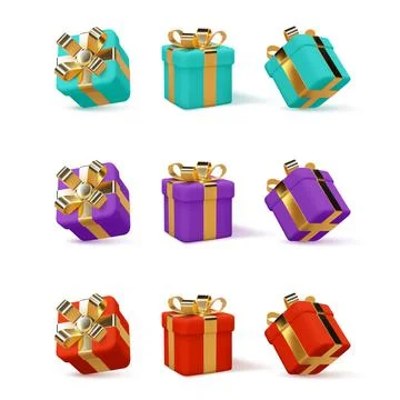 Set of 3d gift boxes. Stock Illustration