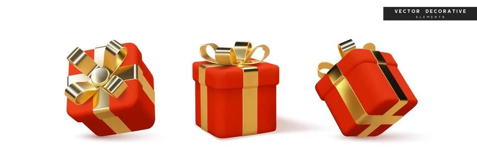 Set of 3d gift boxes. Stock Illustration