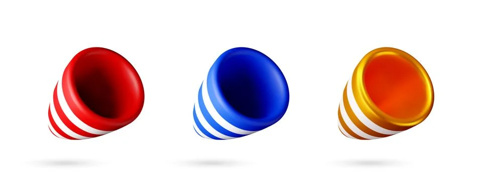Set of 3d glossy striped party hat Illustrazione stock