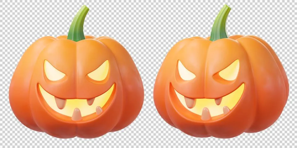 Set of 3D Halloween pumpkin Jack-o-lantern Illustrazione stock