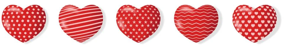 Set of 3D hearts with different design Stock Illustration