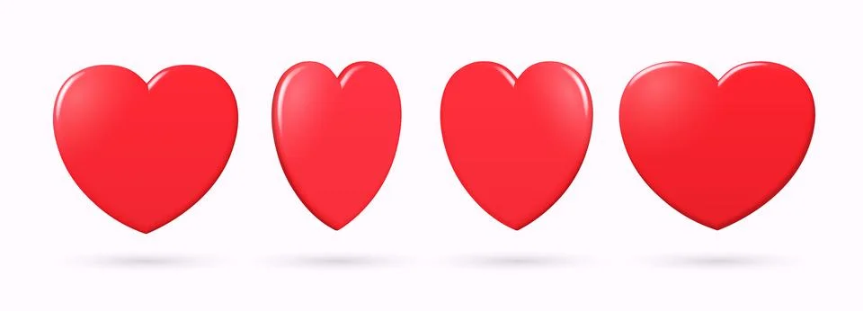 Set 3d Hearts Stock Illustration