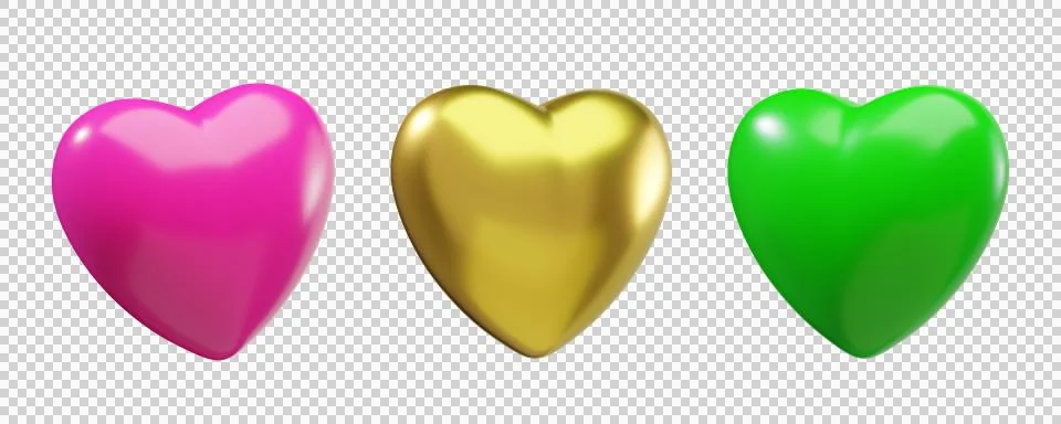 Set of 3d Hearts Stock Illustration