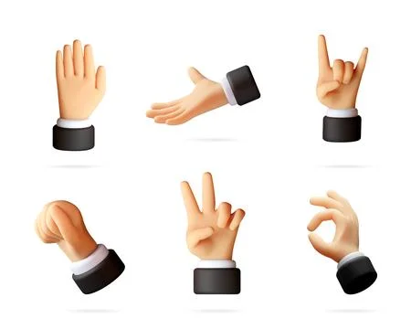 Set of 3d human hand icons with different gestures Stock Illustration