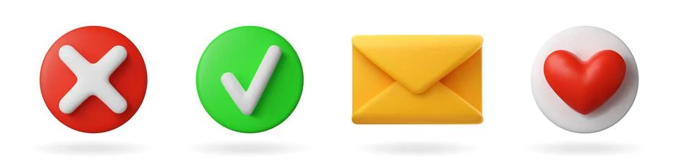 A set of 3D icons for the interface of applications and social media Stock Illustration