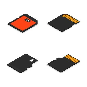 Set of 3D isometric memory cards, vector illustration. 스톡 일러스트