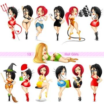 Set of 3d Lady Stock Illustration