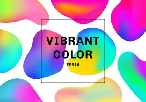 Set of 3D liquid or fluid shapes gradient elements vibrant color background. Illustrazione stock
