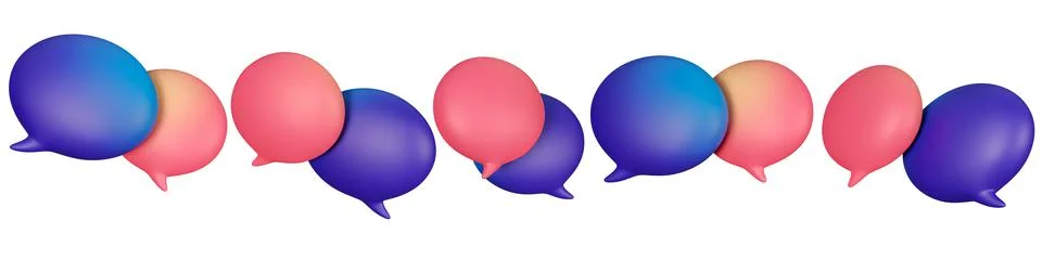 Set of 3d live chat isolated on a white background. 5 different angle contact 스톡 일러스트