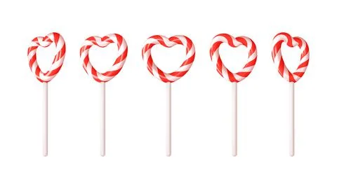 Set of 3d lollipops in shape of heart Stock Illustration