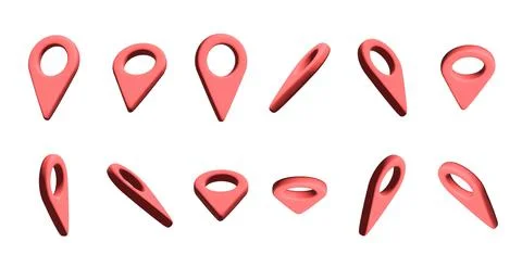 Set of 3D map pin location icons 스톡 일러스트