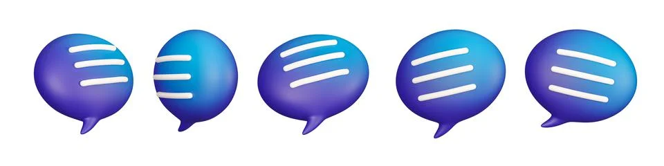 Set of 3d messaging isolated on a white background. 5 different angle text em Stock Illustration