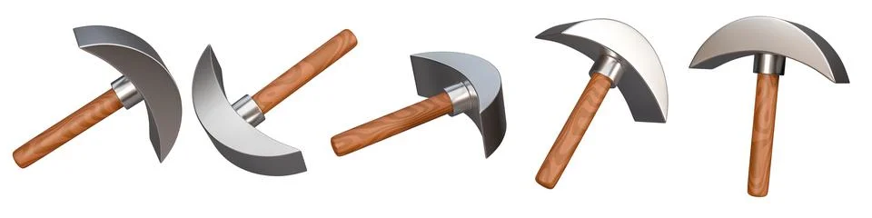 Set of 3d mining tool icon isolated on a white background. 5 different angle  Stock Illustration