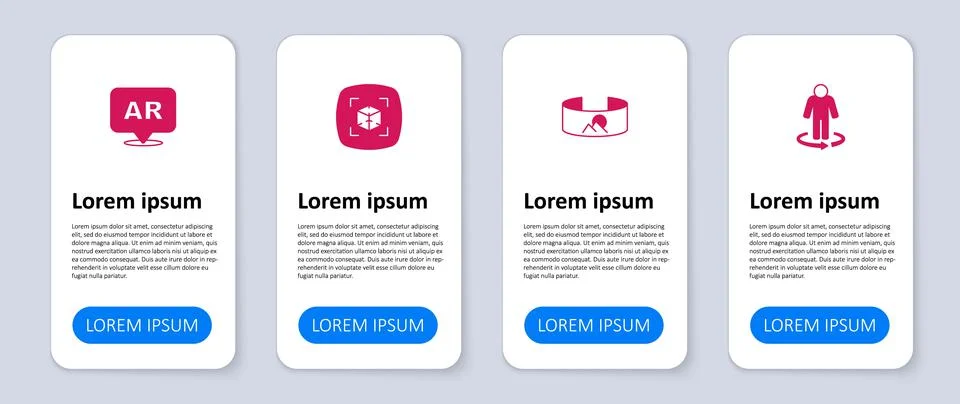 Set 3d modeling, 360 degree view, and Augmented reality AR. Business infographic Illustrazione stock