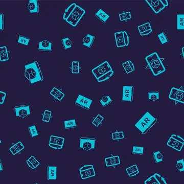 Set 3d modeling, and Augmented reality AR on seamless pattern. Vector Stock Illustration