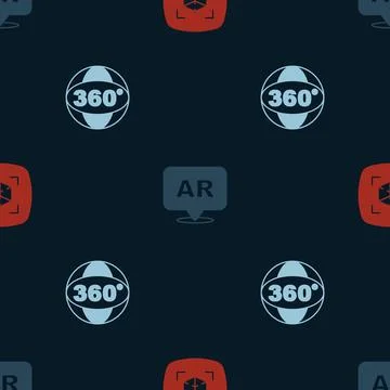 Set 3d modeling, Augmented reality AR and 360 degree view on seamless pattern イラスト素材