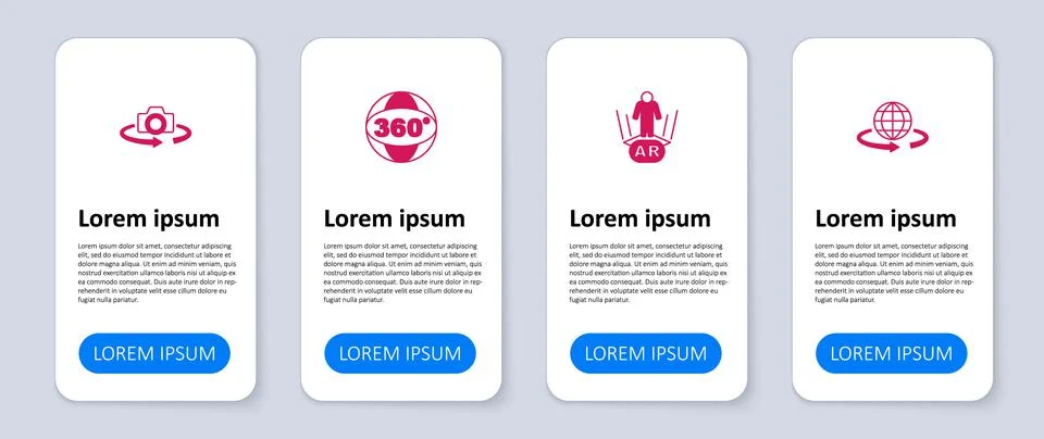 Set 3d modeling, Augmented reality AR, 360 degree view and . Business Illustrazione stock