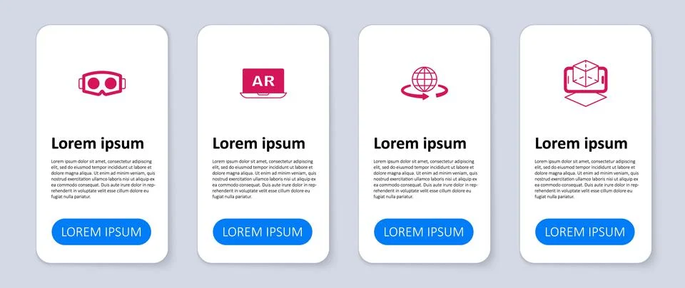 Set 3d modeling, Augmented reality AR and Virtual glasses. Business infographic Stock Illustration