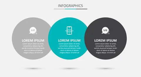 Set 3d modeling, Augmented reality AR and Virtual. Business infographic template Illustrazione stock