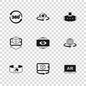 Set 3d modeling, Augmented reality AR, Big brother electronic eye, Virtual .. Illustrazione stock