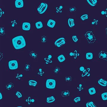 Set 3d modeling, Virtual reality glasses and VR controller game on seamless p Illustrazione stock