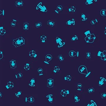 Set 3d modeling, Virtual reality glasses, and Augmented AR on seamless pattern 库存插图